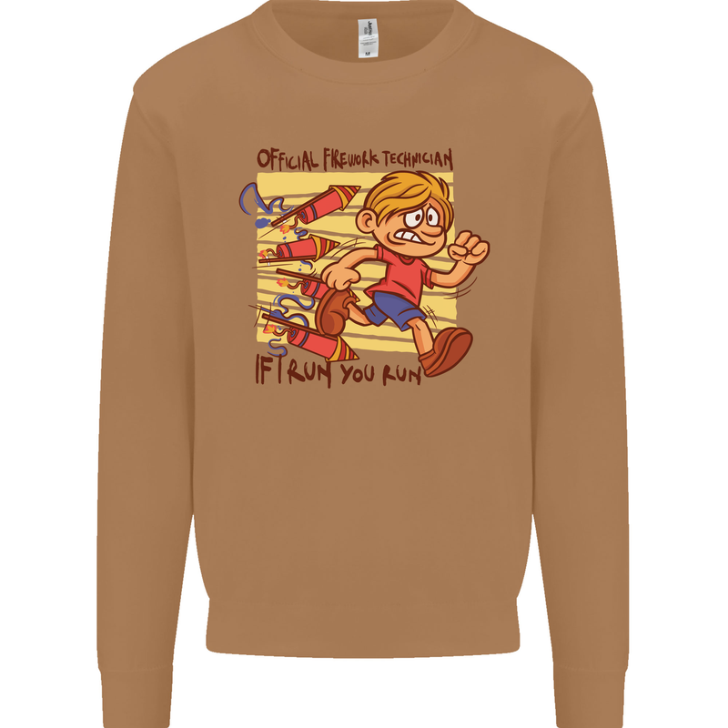 Funny Firework Bonfire Night Guy Fawkes Mens Sweatshirt Jumper Caramel Latte