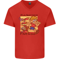Funny Firework Bonfire Night Guy Fawkes Mens V-Neck Cotton T-Shirt Red