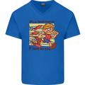 Funny Firework Bonfire Night Guy Fawkes Mens V-Neck Cotton T-Shirt Royal Blue
