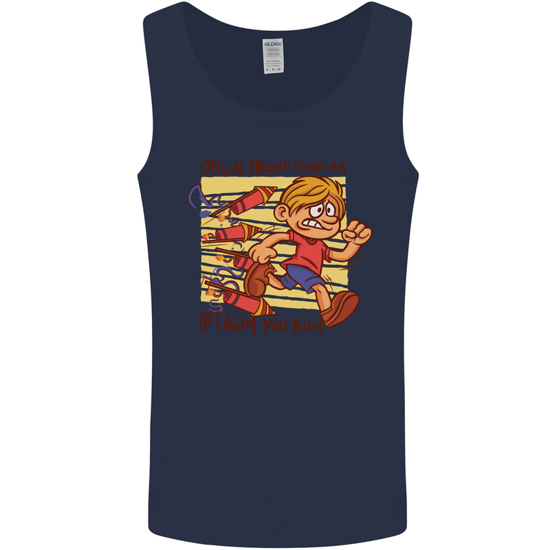Funny Firework Bonfire Night Guy Fawkes Mens Vest Tank Top Navy Blue