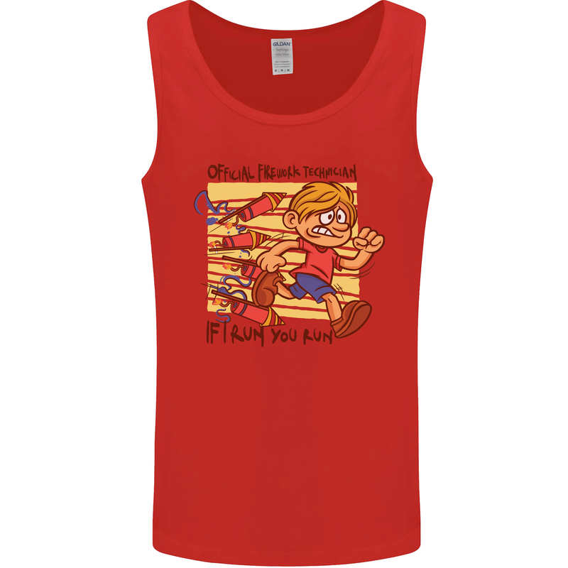 Funny Firework Bonfire Night Guy Fawkes Mens Vest Tank Top Red