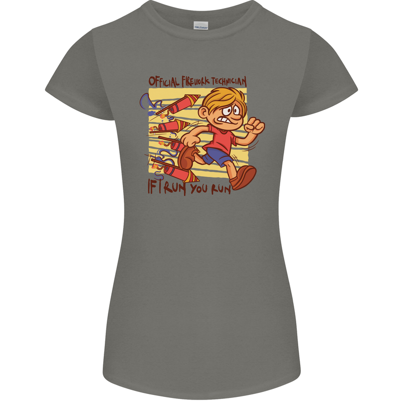 Funny Firework Bonfire Night Guy Fawkes Womens Petite Cut T-Shirt Charcoal