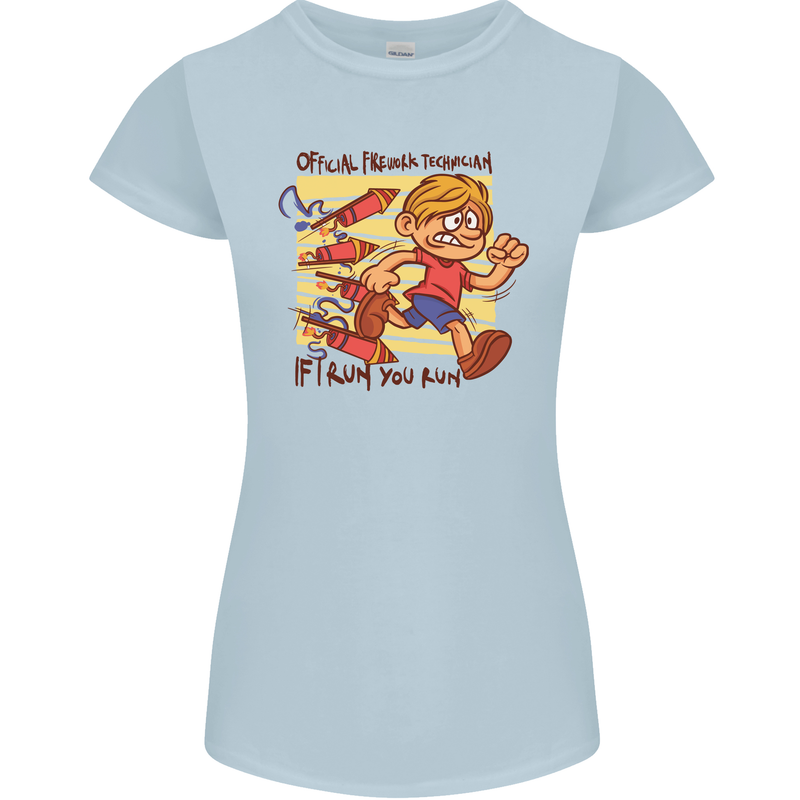 Funny Firework Bonfire Night Guy Fawkes Womens Petite Cut T-Shirt Light Blue