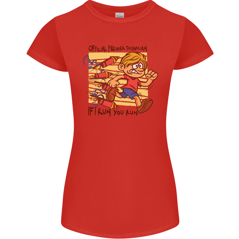 Funny Firework Bonfire Night Guy Fawkes Womens Petite Cut T-Shirt Red