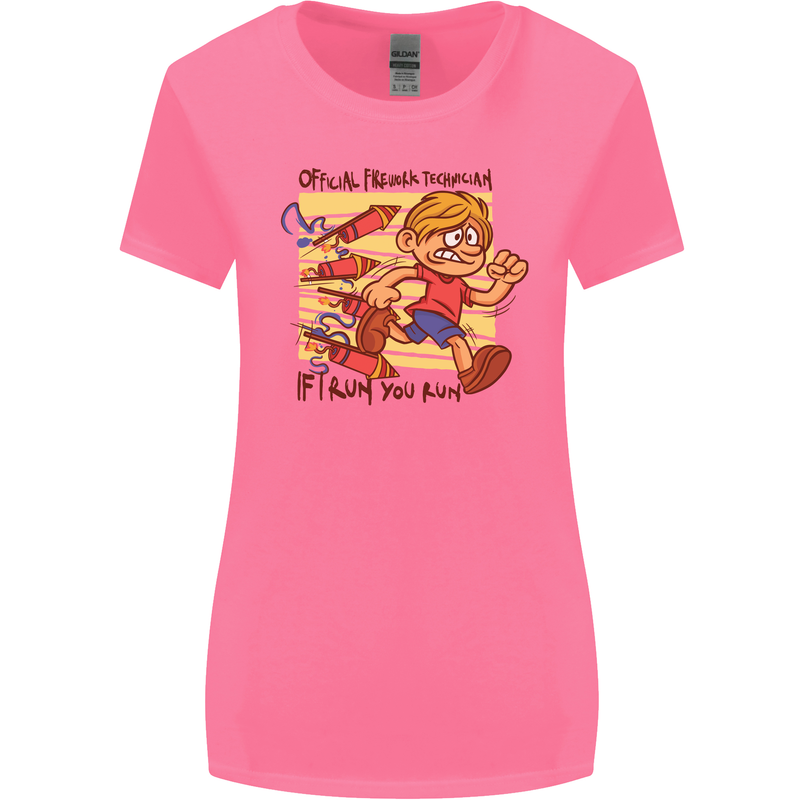 Funny Firework Bonfire Night Guy Fawkes Womens Wider Cut T-Shirt Azalea