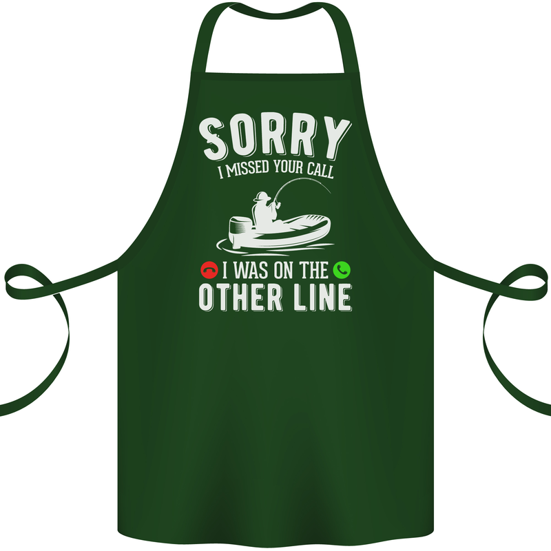 Funny Fishing Fisherman On the Other Line Cotton Apron 100% Organic Forest Green