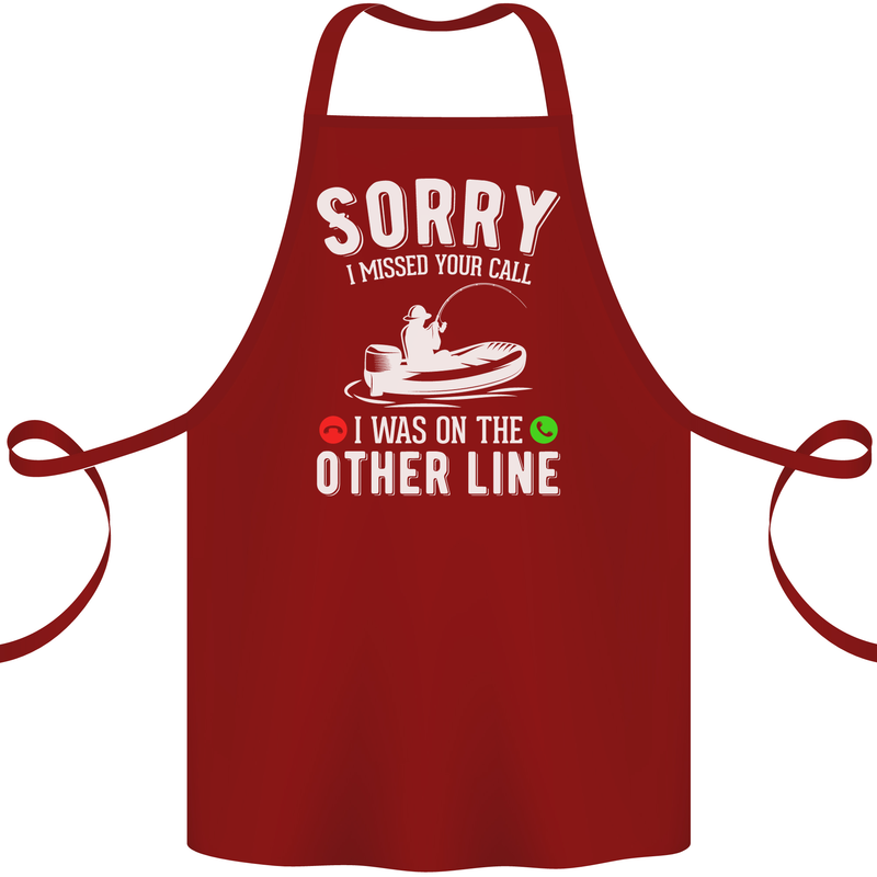 Funny Fishing Fisherman On the Other Line Cotton Apron 100% Organic Maroon