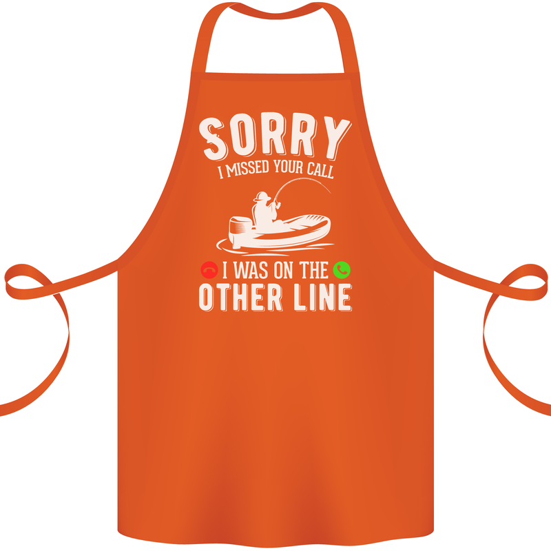 Funny Fishing Fisherman On the Other Line Cotton Apron 100% Organic Orange