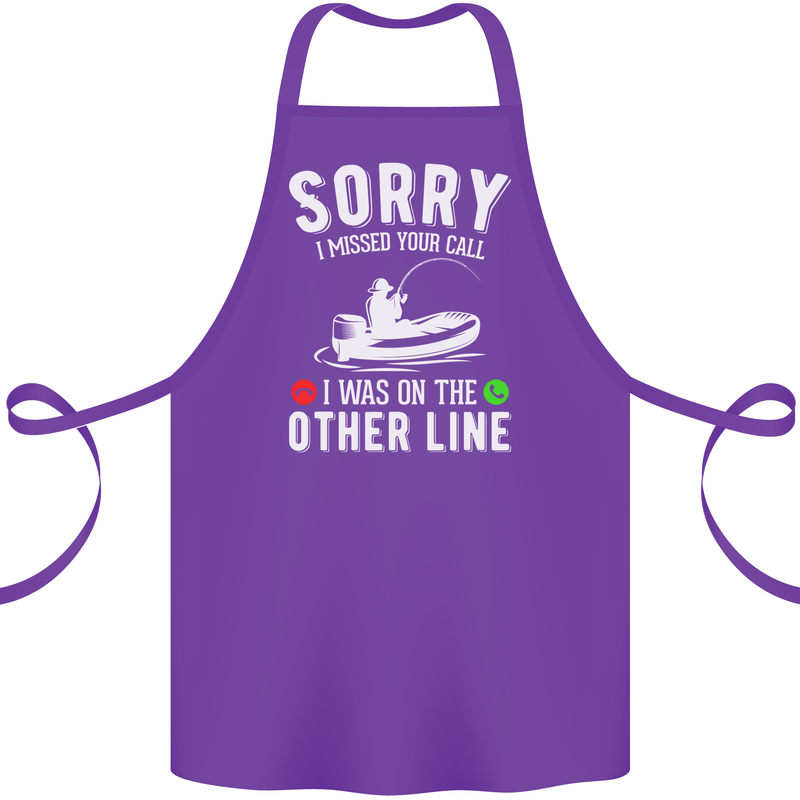 Funny Fishing Fisherman On the Other Line Cotton Apron 100% Organic Purple