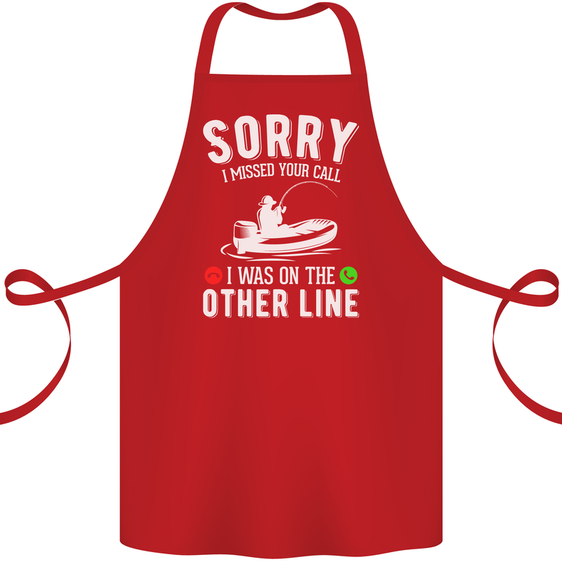 Funny Fishing Fisherman On the Other Line Cotton Apron 100% Organic Red