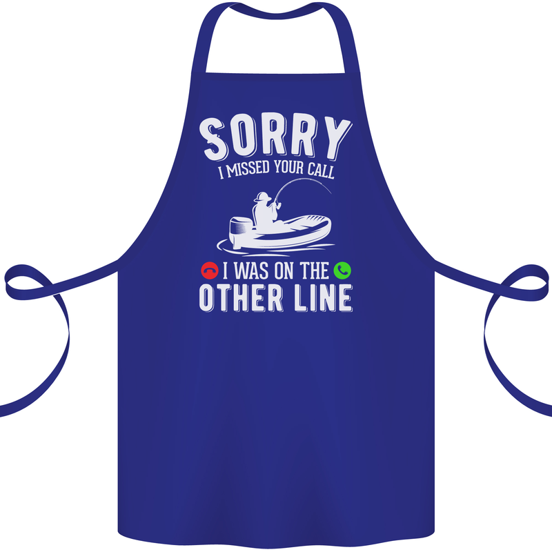 Funny Fishing Fisherman On the Other Line Cotton Apron 100% Organic Royal Blue