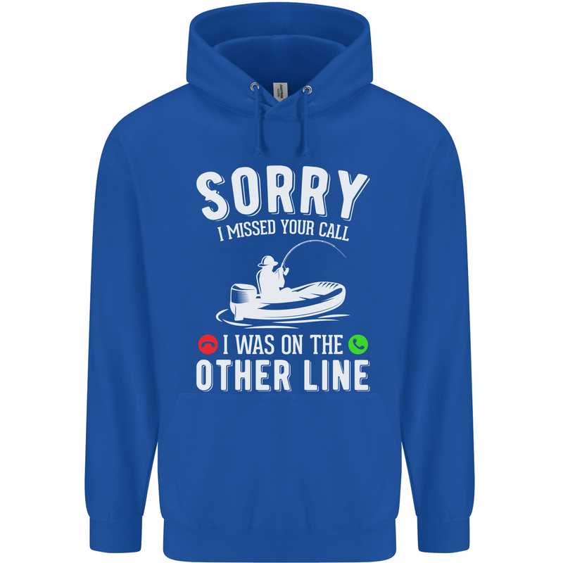 Funny Fishing Fisherman On the Other Line Mens 80% Cotton Hoodie Royal Blue