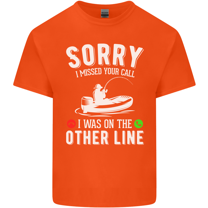 Funny Fishing Fisherman On the Other Line Mens Cotton T-Shirt Tee Top Orange