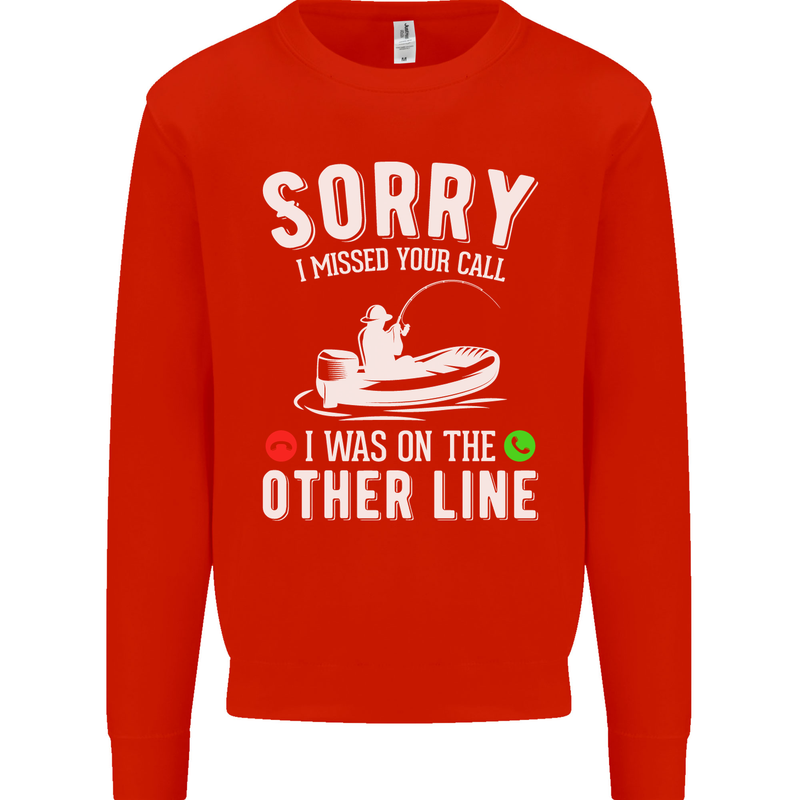 Funny Fishing Fisherman On the Other Line Mens Sweatshirt Jumper Bright Red