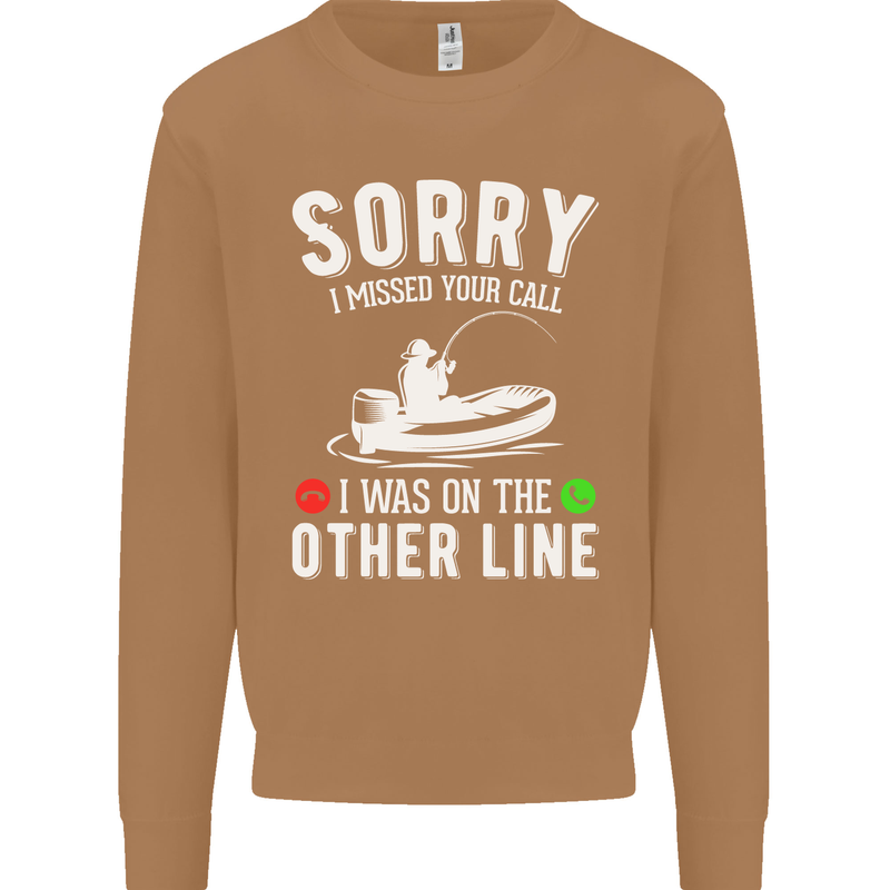 Funny Fishing Fisherman On the Other Line Mens Sweatshirt Jumper Caramel Latte
