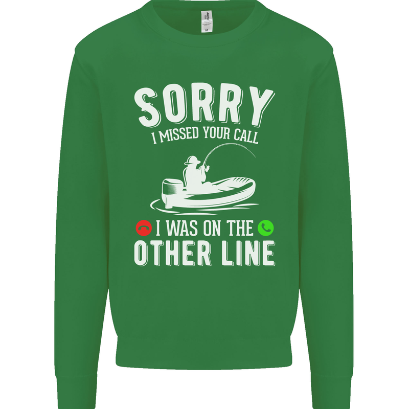 Funny Fishing Fisherman On the Other Line Mens Sweatshirt Jumper Irish Green
