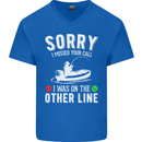 Funny Fishing Fisherman On the Other Line Mens V-Neck Cotton T-Shirt Royal Blue