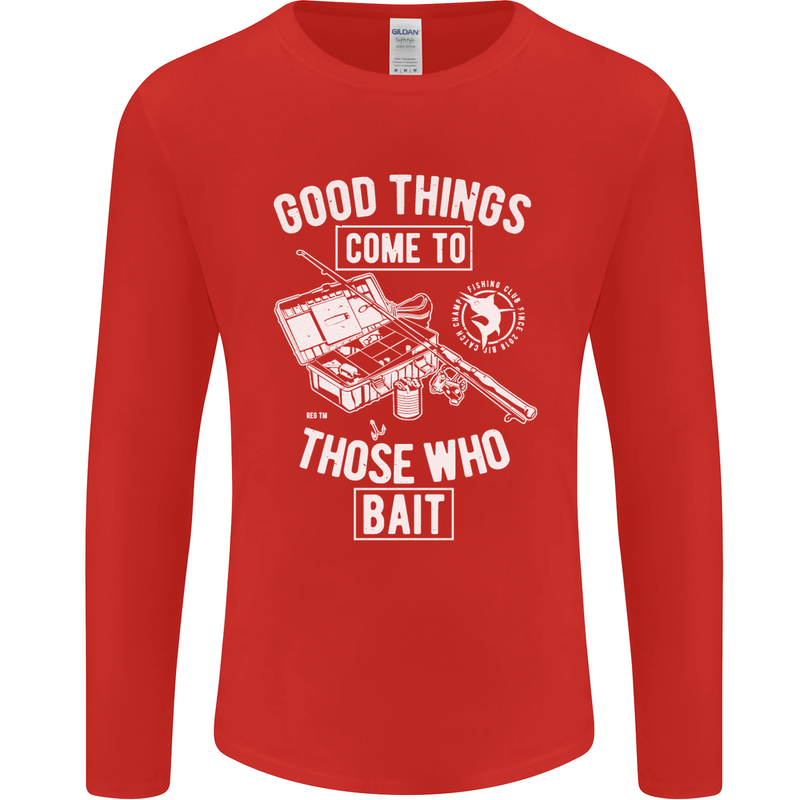Funny Fishing Those Who Bait Fisherman Mens Long Sleeve T-Shirt Red