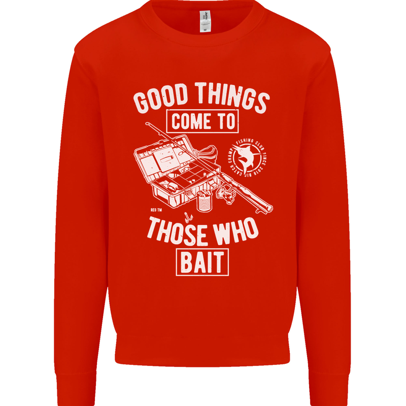 Funny Fishing Those Who Bait Fisherman Mens Sweatshirt Jumper Bright Red