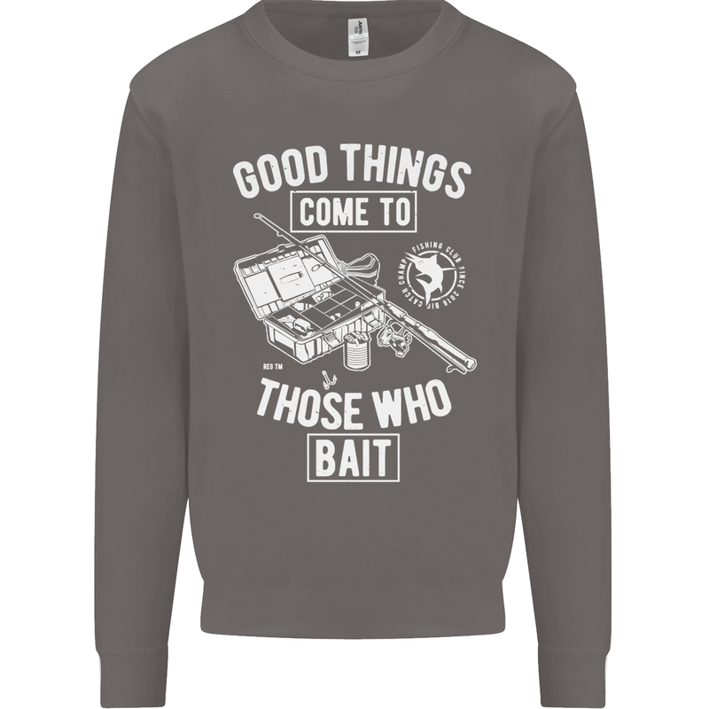 Funny Fishing Those Who Bait Fisherman Mens Sweatshirt Jumper Charcoal
