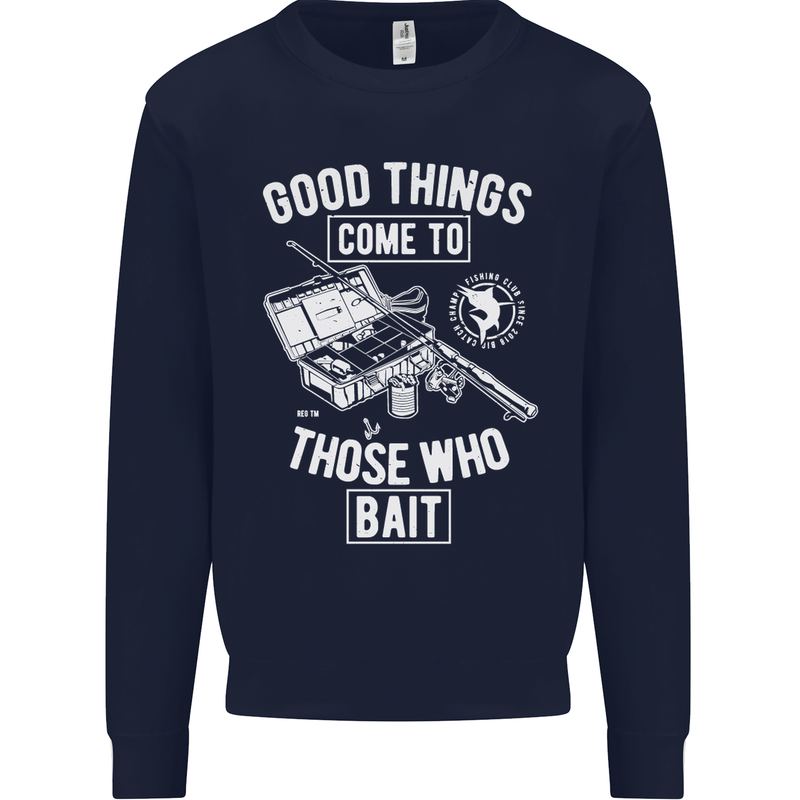 Funny Fishing Those Who Bait Fisherman Mens Sweatshirt Jumper Navy Blue