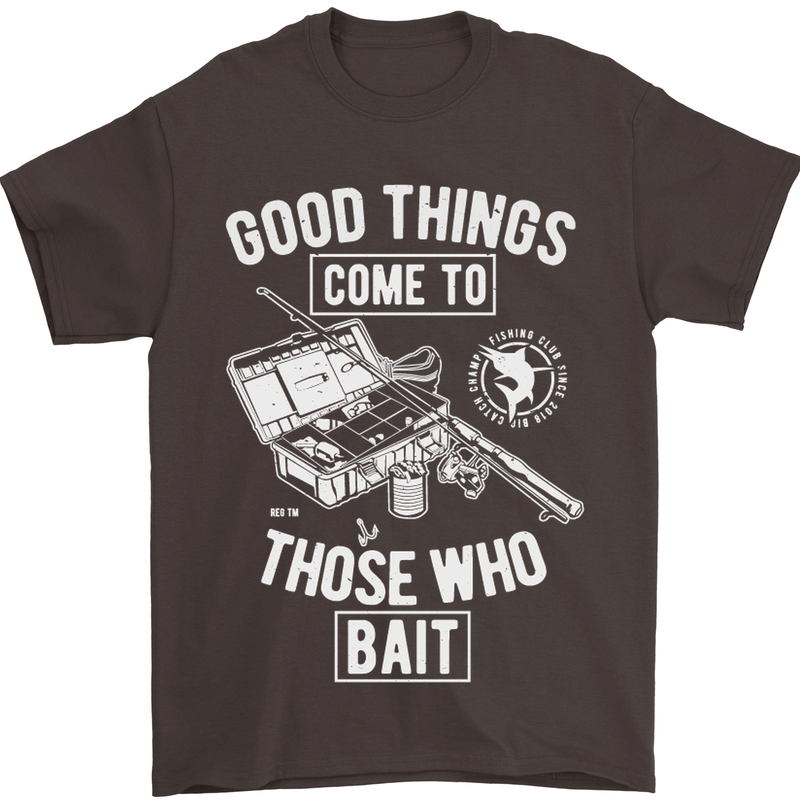 Funny Fishing Those Who Bait Fisherman Mens T-Shirt Cotton Gildan Dark Chocolate
