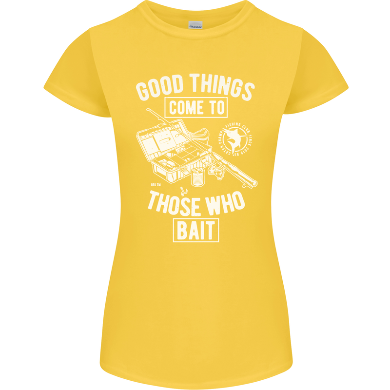 Funny Fishing Those Who Bait Fisherman Womens Petite Cut T-Shirt Yellow