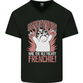 Funny French Bulldog Dog Frenchie Mens V-Neck Cotton T-Shirt Black