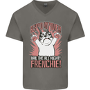 Funny French Bulldog Dog Frenchie Mens V-Neck Cotton T-Shirt Charcoal