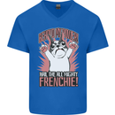 Funny French Bulldog Dog Frenchie Mens V-Neck Cotton T-Shirt Royal Blue