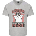 Funny French Bulldog Dog Frenchie Mens V-Neck Cotton T-Shirt Sports Grey