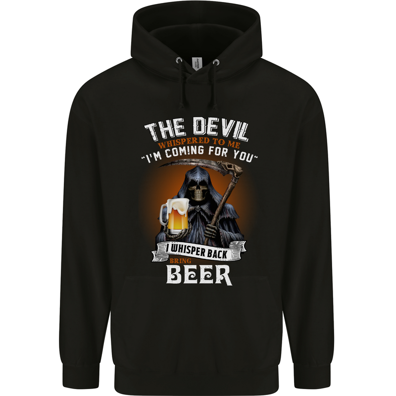 Funny Grim Reaper Devil With Beer Alcohol Mens Hoodie Black
