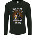 Funny Grim Reaper Devil With Beer Alcohol Mens Long Sleeve T-Shirt Black