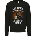 Funny Grim Reaper Devil With Beer Alcohol Mens Sweatshirt Jumper Black