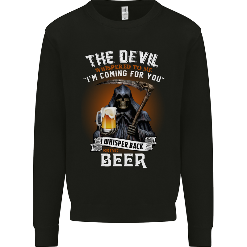 Funny Grim Reaper Devil With Beer Alcohol Mens Sweatshirt Jumper Black