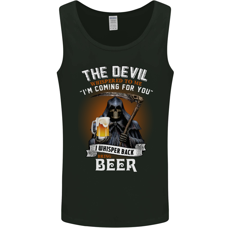 Funny Grim Reaper Devil With Beer Alcohol Mens Vest Tank Top Black