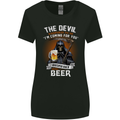 Funny Grim Reaper Devil With Beer Alcohol Womens Wider Cut T-Shirt Black