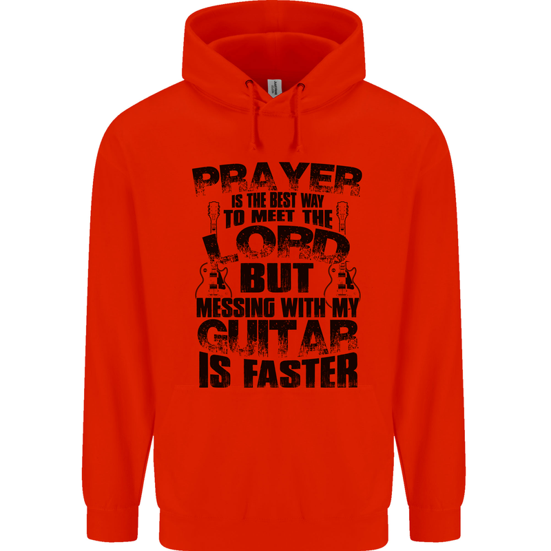 Funny Guitar Slogan Childrens Kids Hoodie Bright Red