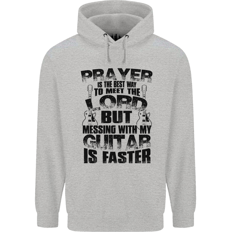 Funny Guitar Slogan Childrens Kids Hoodie Sports Grey