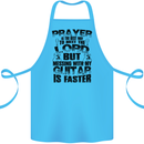 Funny Guitar Slogan Cotton Apron 100% Organic Turquoise
