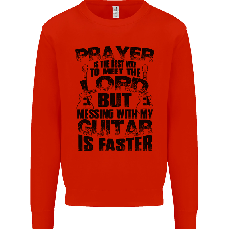 Funny Guitar Slogan Kids Sweatshirt Jumper Bright Red