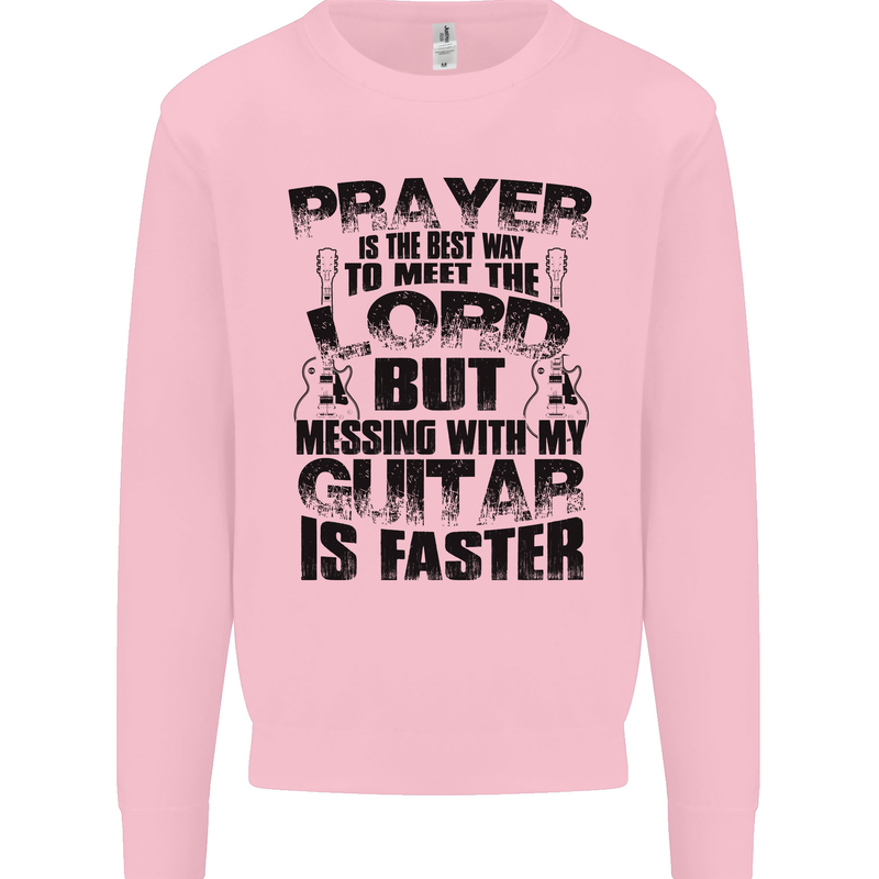 Funny Guitar Slogan Kids Sweatshirt Jumper Light Pink