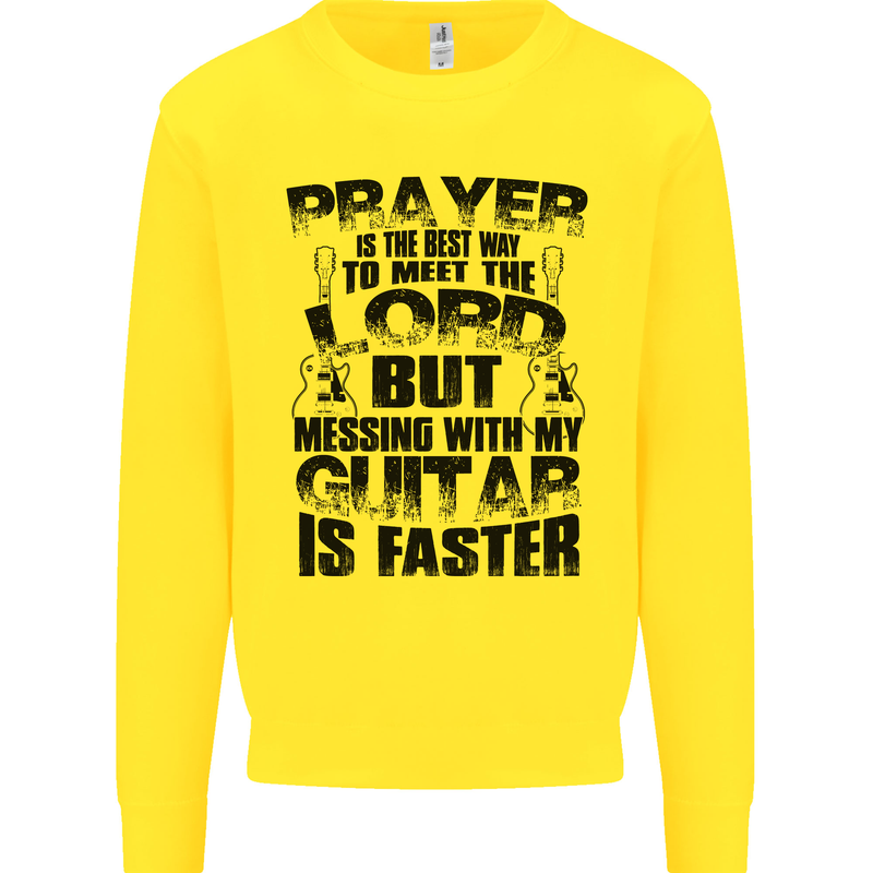 Funny Guitar Slogan Kids Sweatshirt Jumper Yellow