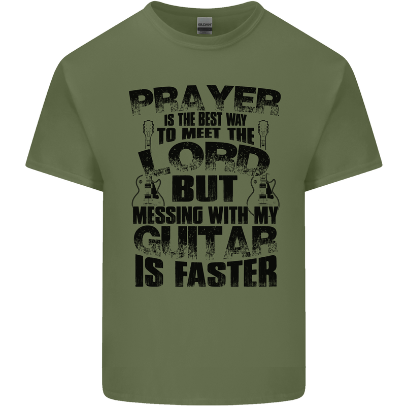 Funny Guitar Slogan Mens Cotton T-Shirt Tee Top Military Green