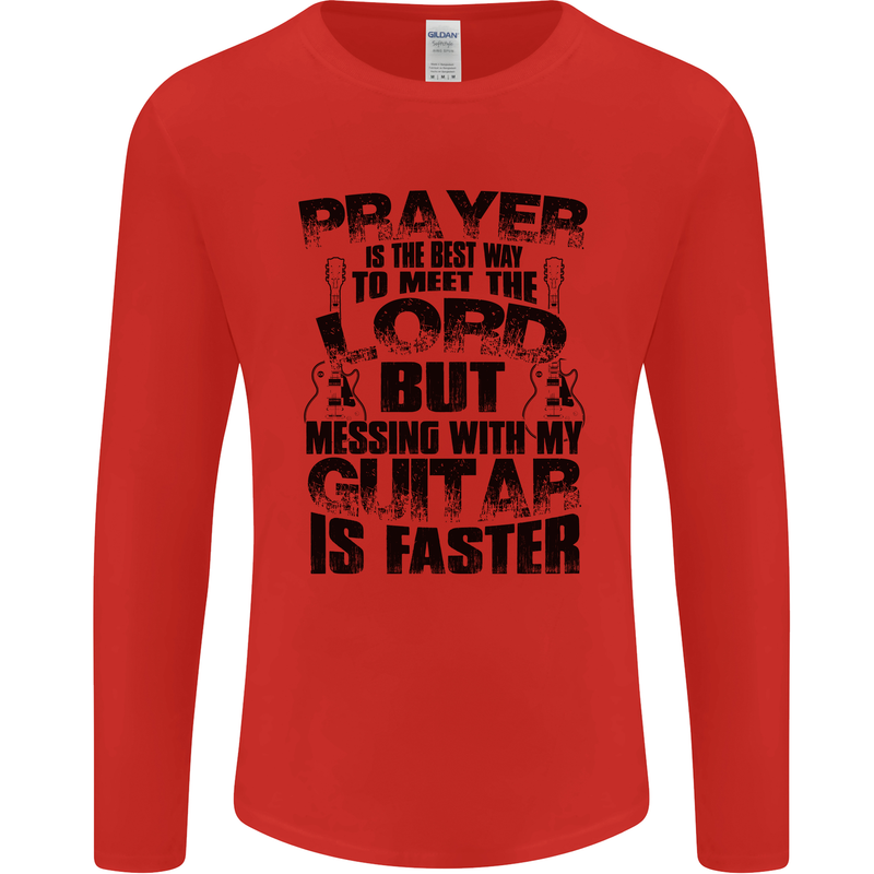 Funny Guitar Slogan Mens Long Sleeve T-Shirt Red