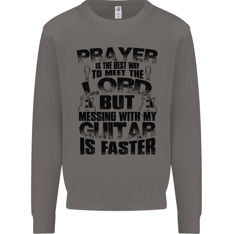 Funny Guitar Slogan Mens Sweatshirt Jumper Charcoal