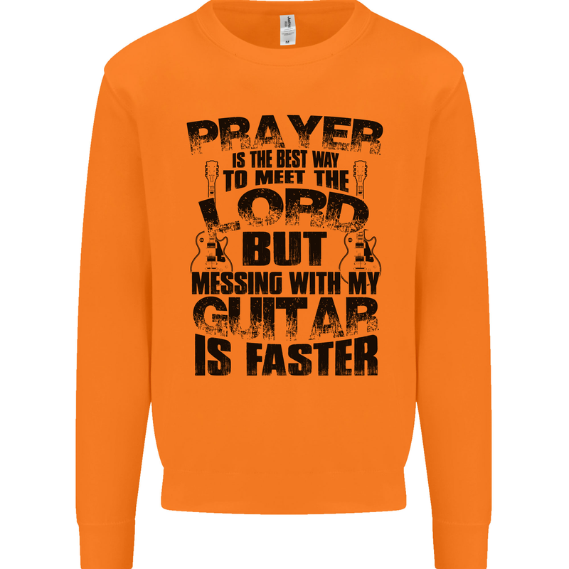 Funny Guitar Slogan Mens Sweatshirt Jumper Orange