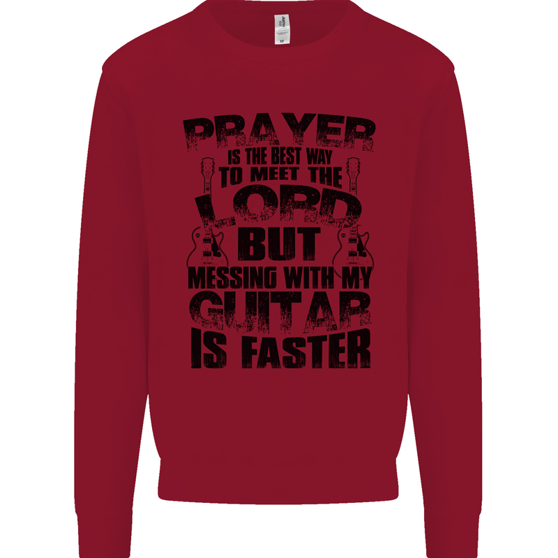 Funny Guitar Slogan Mens Sweatshirt Jumper Red