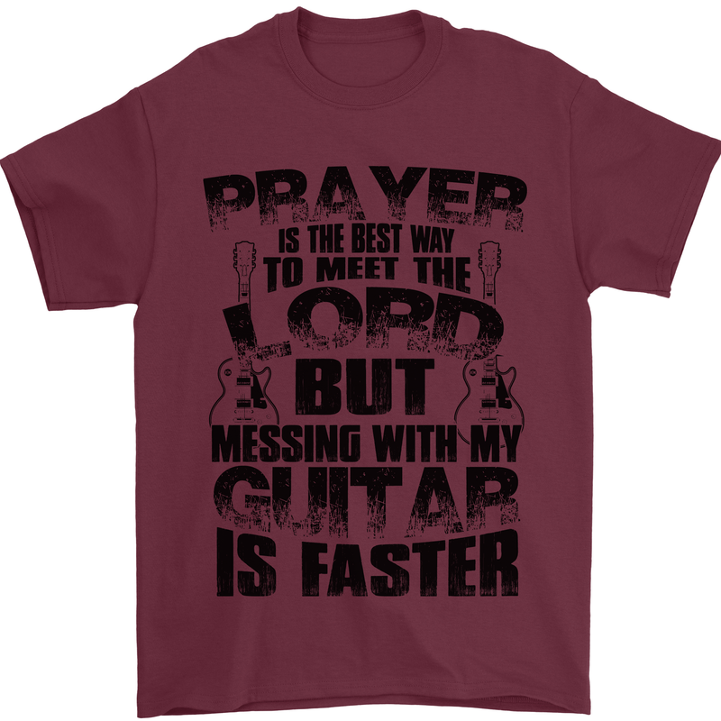 Funny Guitar Slogan Mens T-Shirt 100% Cotton Maroon