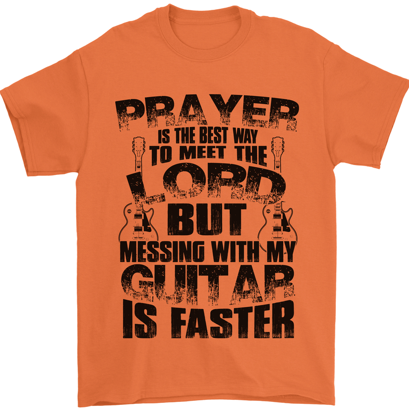 Funny Guitar Slogan Mens T-Shirt 100% Cotton Orange